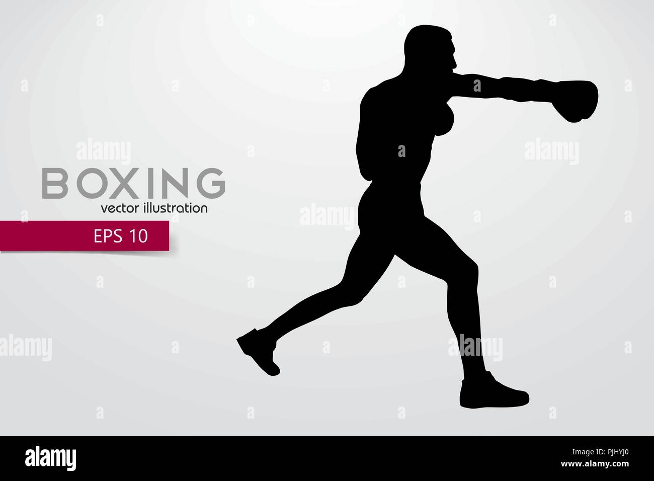 Boxing Silhouette. Hintergrund und Text auf einem separaten Layer, Farbe kann mit einem Klick geändert werden. Boxen. Vector Illustration Stock Vektor