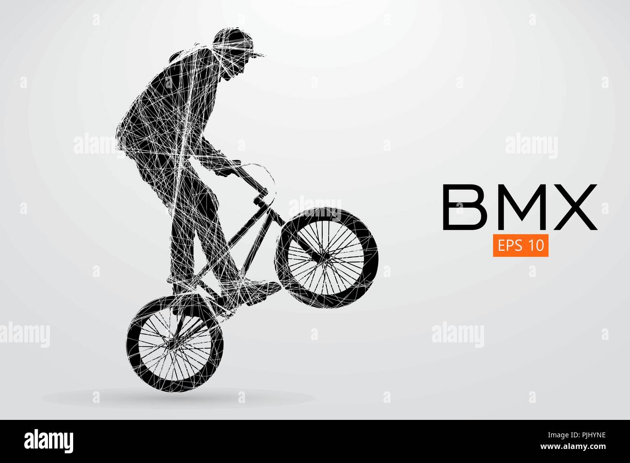 Silhouette einer BMX-rider. Hintergrund und Text auf einem separaten Layer, Farbe kann mit einem Klick geändert werden. Vector Illustration Stock Vektor