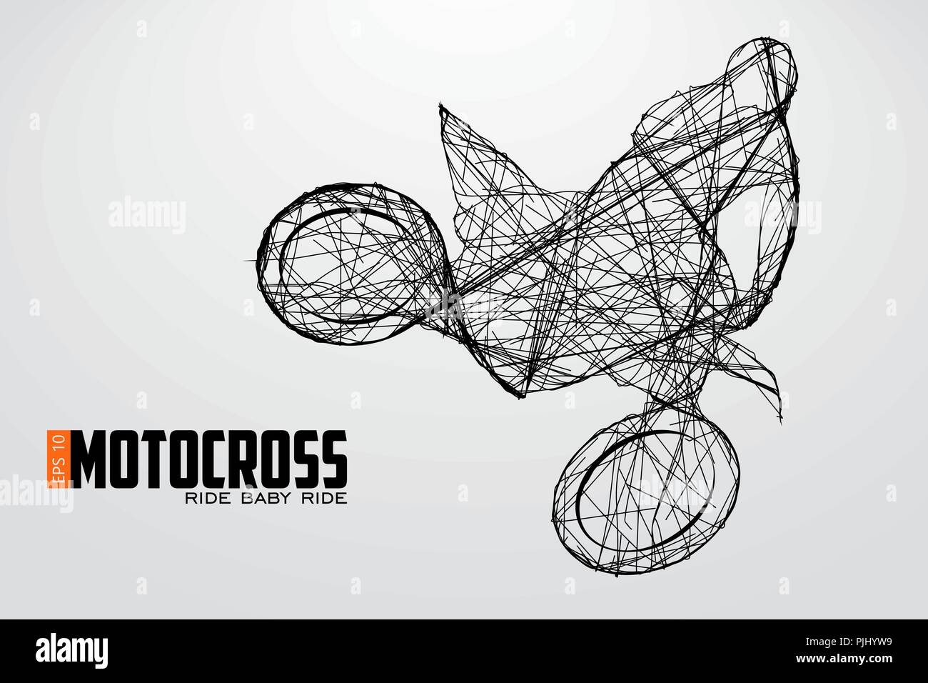 Motocross Fahrer Silhouette. Hintergrund und Text auf einem separaten Layer, Farbe kann mit einem Klick geändert werden. Vector Illustration Stock Vektor