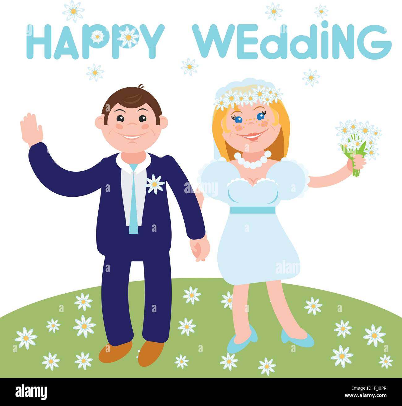 Cartoon flachbild Vector Illustration für die hochzeit einladung und Graphic Design. Kamille. Stock Vektor