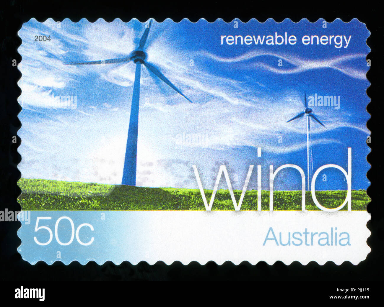 Australien - ca. 2004: einen Stempel in den Australien gedruckten zeigt, Windenergie, Erneuerbare Energie, ca. 2004 Stockfoto