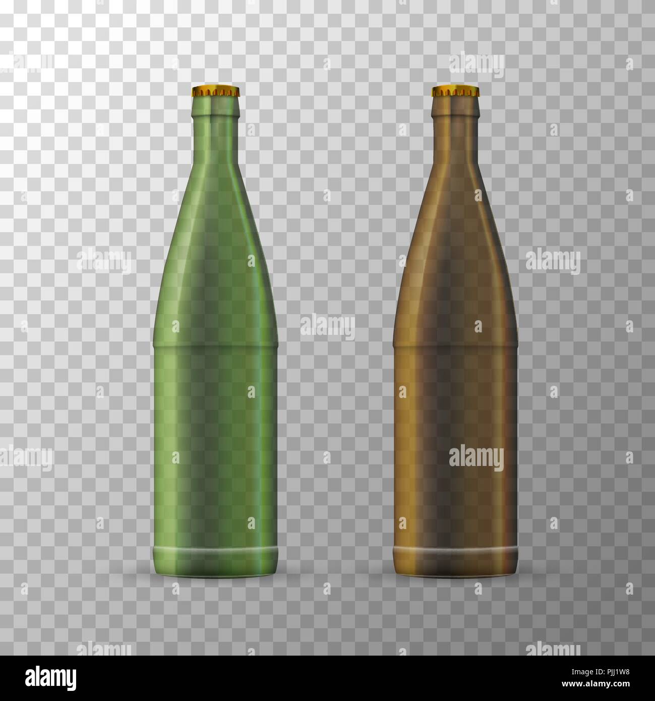 Braune und grüne Bierflaschen Vorlage Stock Vektor