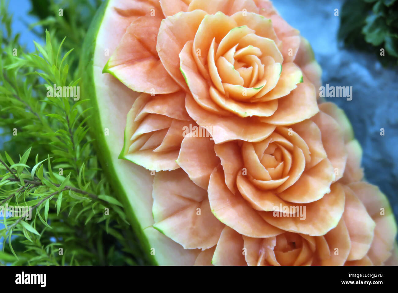 Geschnitzten Obst, Bangkok, Thailand Stockfoto