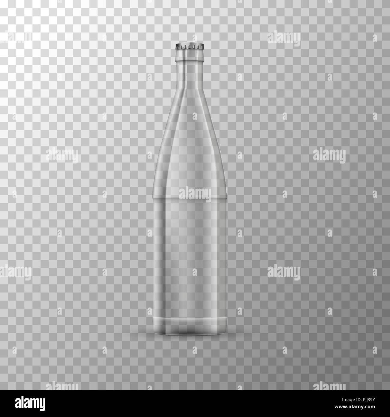 Glänzend Glas Glas Flasche auf transparentem Hintergrund Stock Vektor