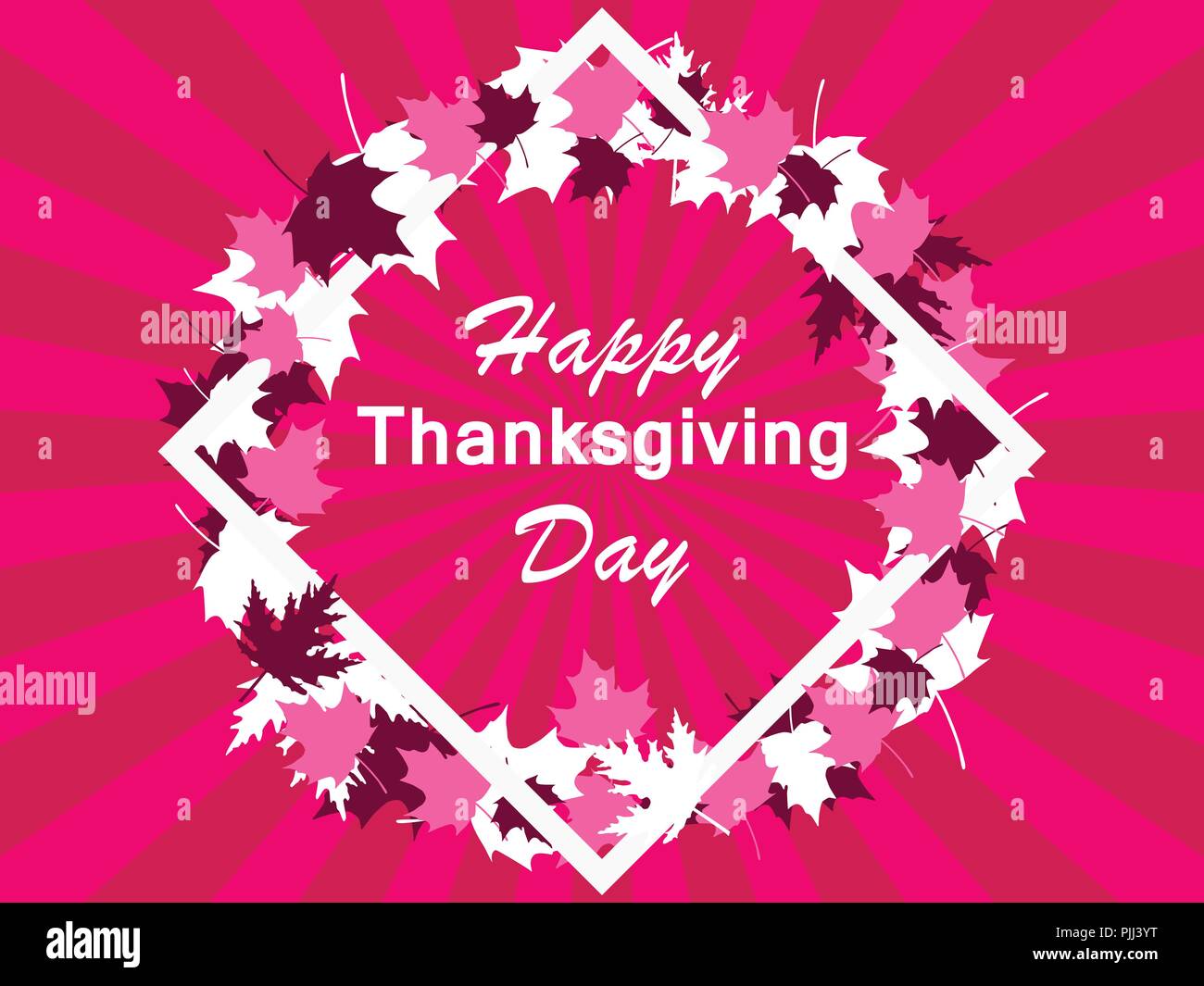 Happy Thanksgiving Day, Rahmen und Blätter. Grußkarte. Vector Illustration Stock Vektor