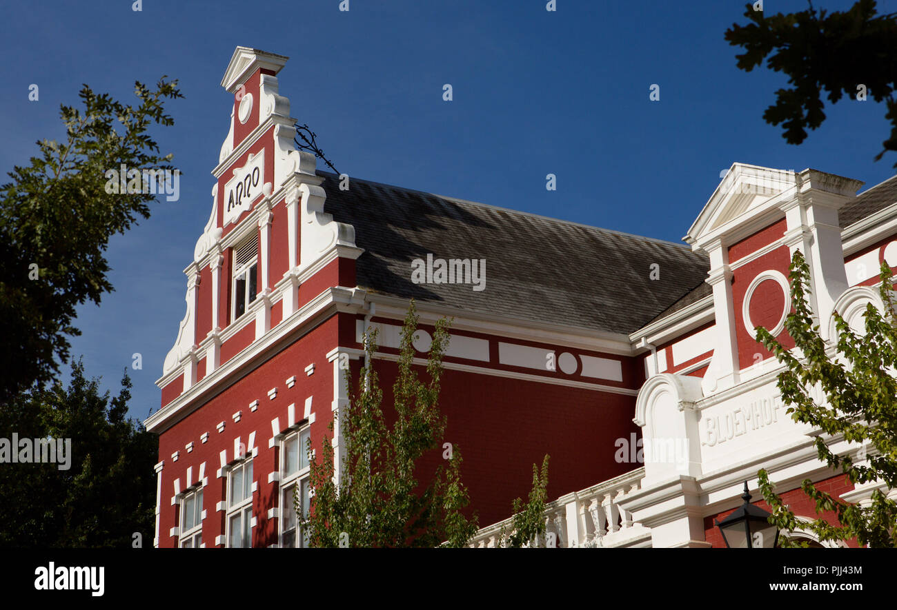 Afrique du Sud. Provinz du Cap-Occidental. Peninsule du Cap. Route des Vins. Ville de Stellenbosch, Architektur niederländische Stockfoto