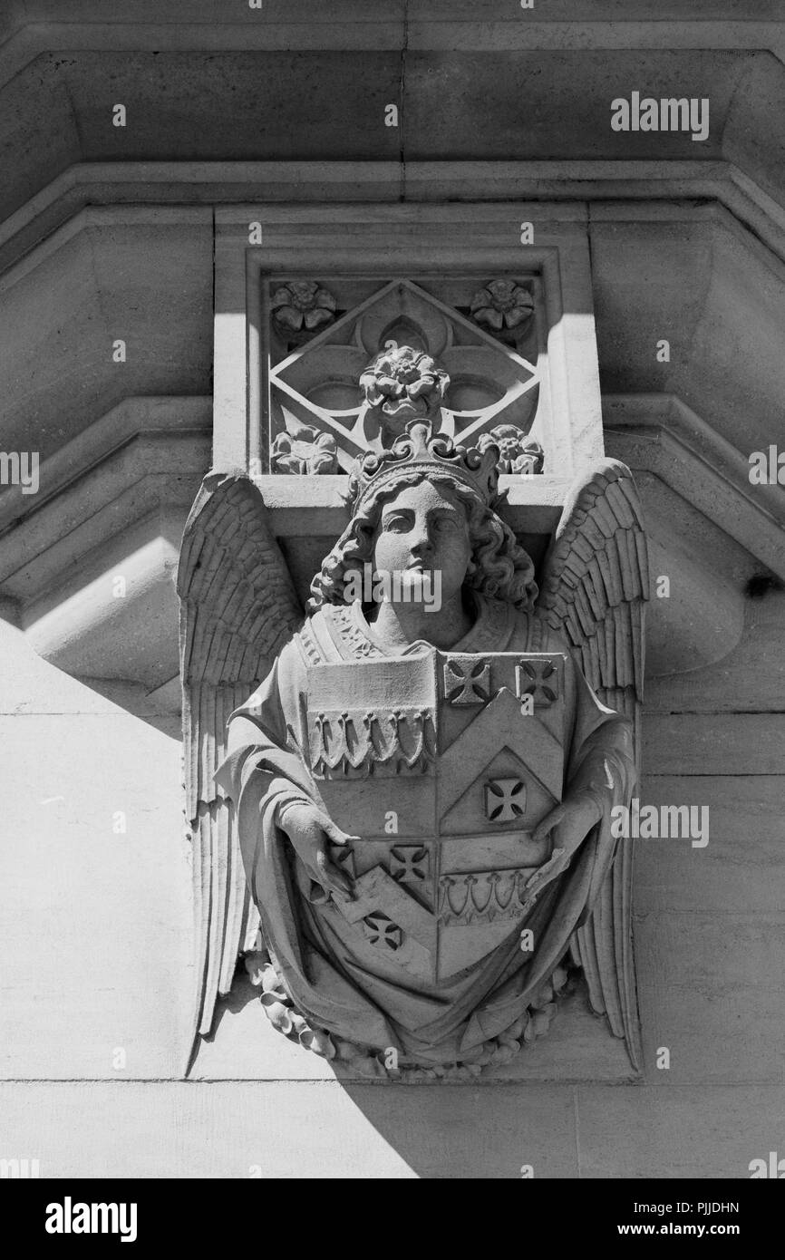 Abbildung auf der extrernal Wand des King's College Chetwynd Hof Stockfoto