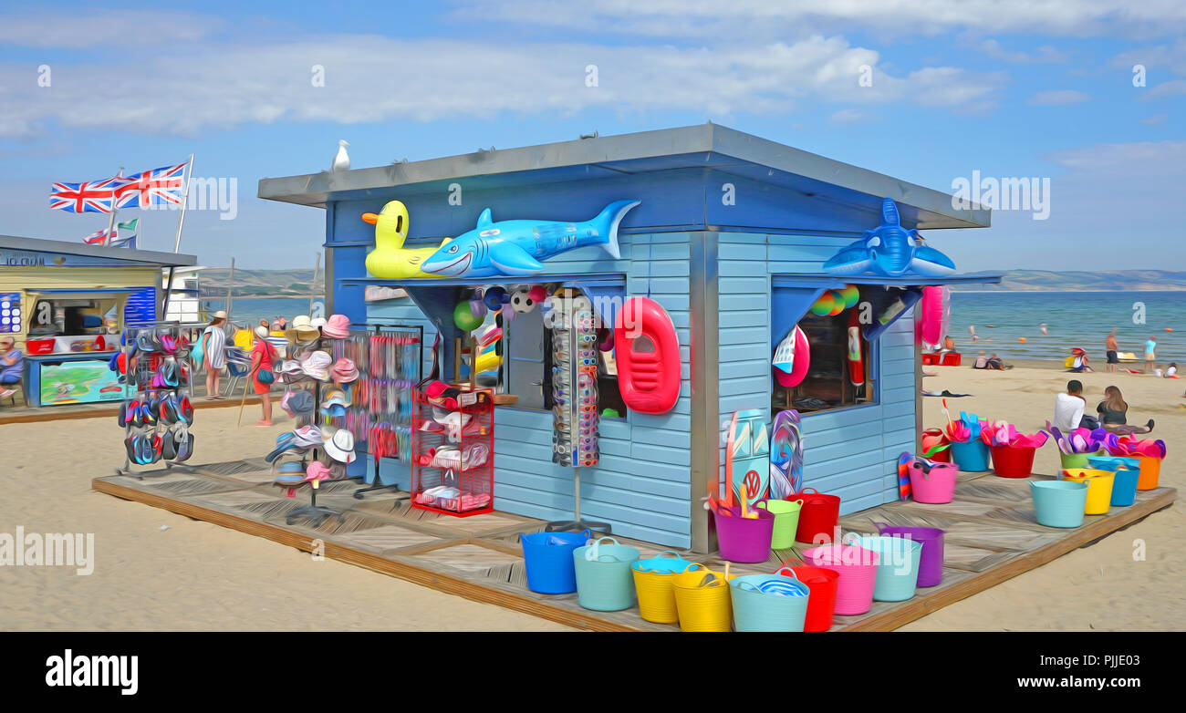 Weymouth Beach shop Hütte Stockfoto