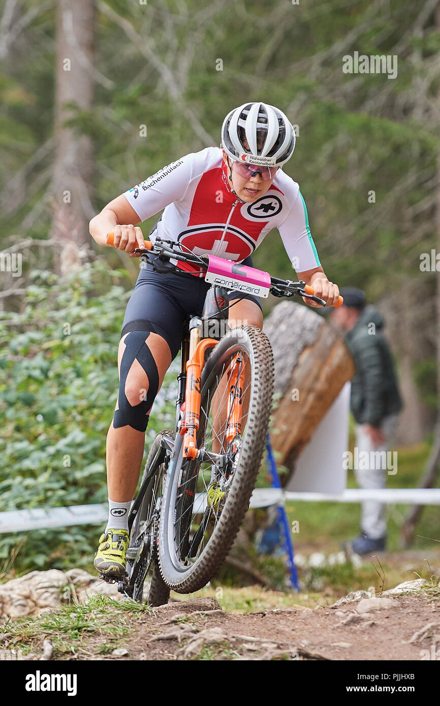 Lenzerheide, Schweiz. 7. September 2018. Alessandra Keller während der UCI  Mountainbike Weltmeisterschaften 2018 der Frauen U 23 Cross Country Olympic  XCO in Lenzerheide. Credit: Rolf Simeon/Alamy leben Nachrichten  Stockfotografie - Alamy