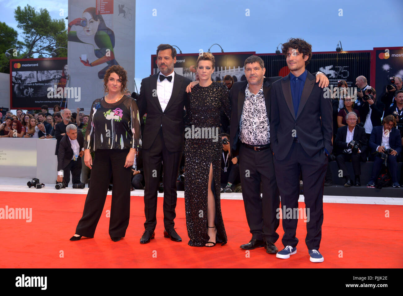 Venedig, Italien. 07 Sep, 2018. 75. Filmfestival von Venedig, roten Teppich Film "One Nation One King'. Im Bild: noemie Lvovsky, Laurent Lafitte, Celine Sallette, Pierre Schoeller, Louis Garrel Kredit: Unabhängige Fotoagentur/Alamy leben Nachrichten Stockfoto