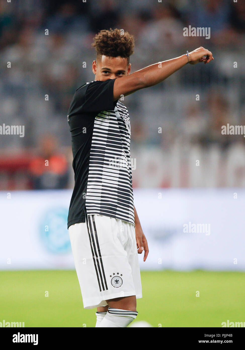 München, Deutschland. 06 Sep, 2018. Leroy SANE (GER). Fussball Laenderspiel, Deutschland (GER) - Frankreich (FRA) 0:0, UEFA Liga, Saison 2018/2019, am 06/09/2018 in Muenchen/ALLIANZARENA/Deutschland. Anmerkung der Redaktion: DFB-Vorschriften die Verwendung von Fotografien als Bildsequenzen und/oder quasi-Video zu verbieten. € | Nutzung der weltweiten Kredit: dpa/Alamy leben Nachrichten Stockfoto