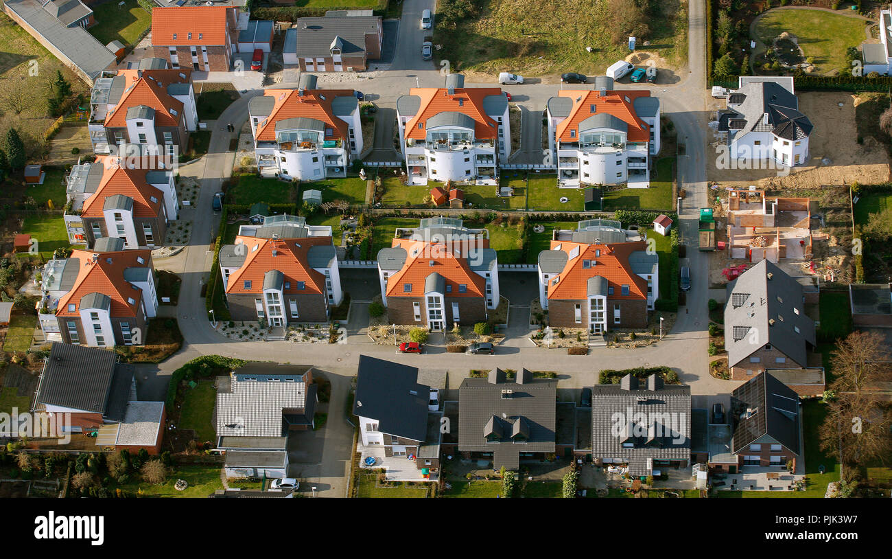 Häuser, Doppelhaushälften, Entwicklung des neuen Gehäuses in der Nähe von EOC Kleve, Kleve, Niederrhein, Nordrhein-Westfalen, Deutschland, Europa Stockfoto