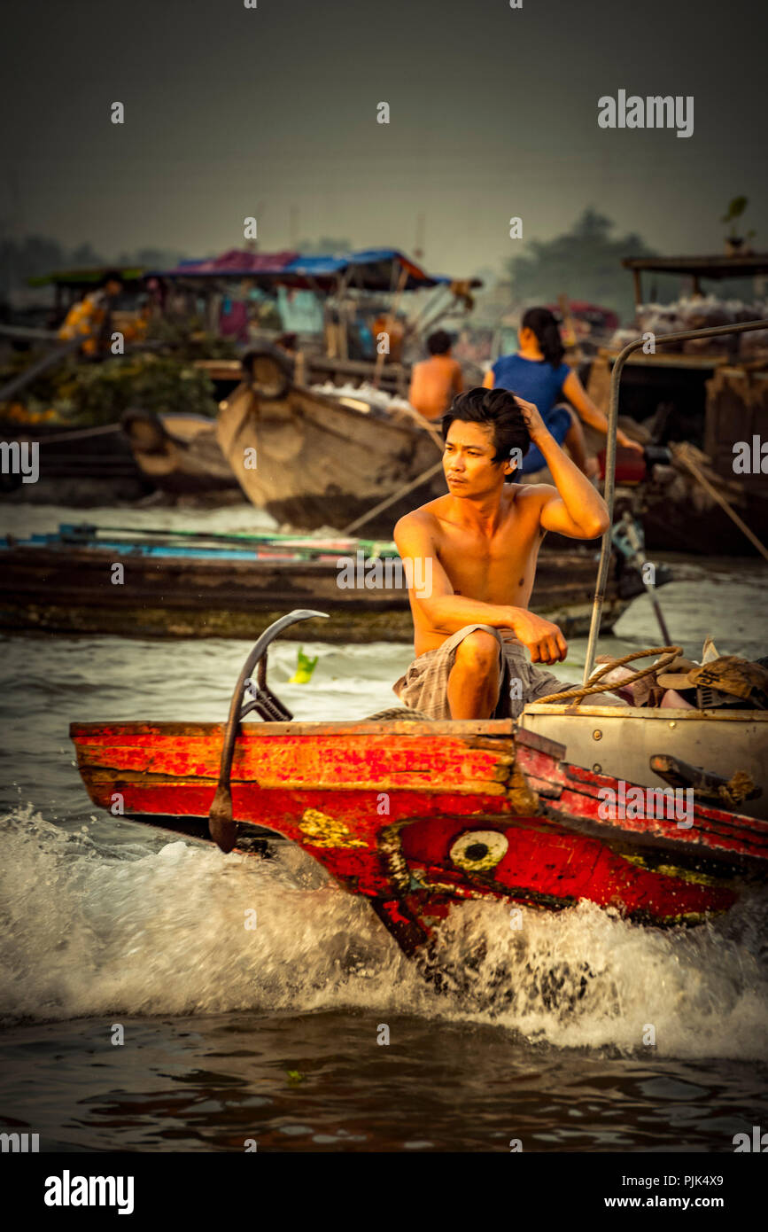 Asien, Südostasien, South Vietnam, Vietnam, Mekong Delta, schwimmenden Markt Stockfoto