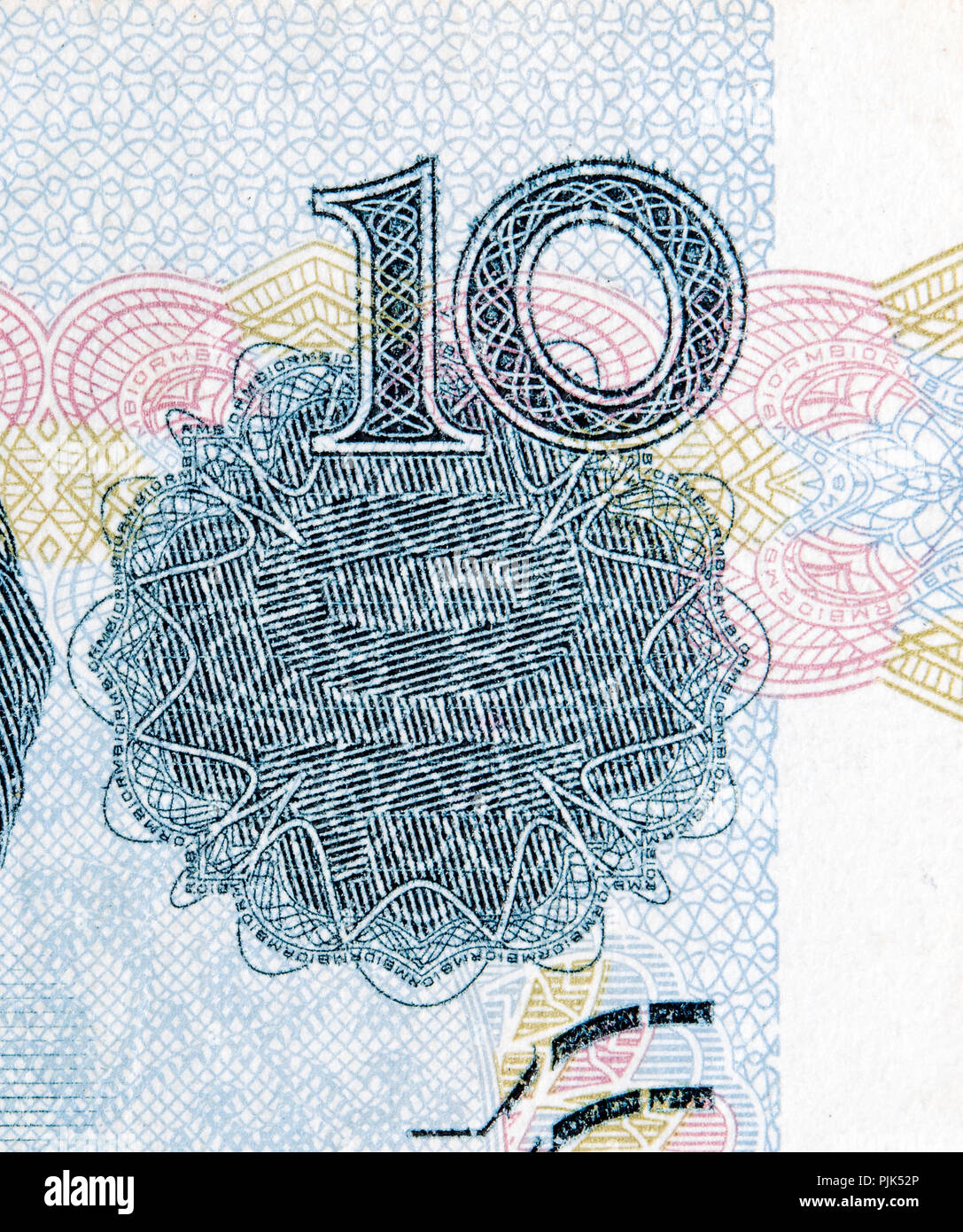 Nahaufnahme von 10 Yuan. Makro Foto der Chinesischen Geld. Stockfoto