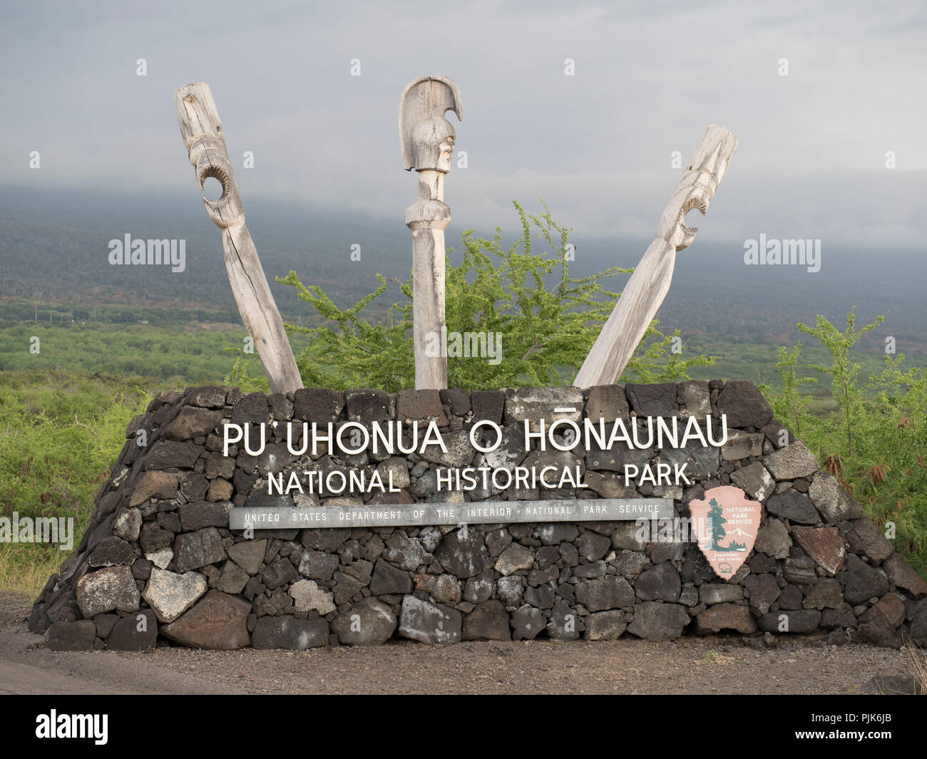 Eingang, Pu-Uhonua O H?naunau National Historical Park Stockfoto