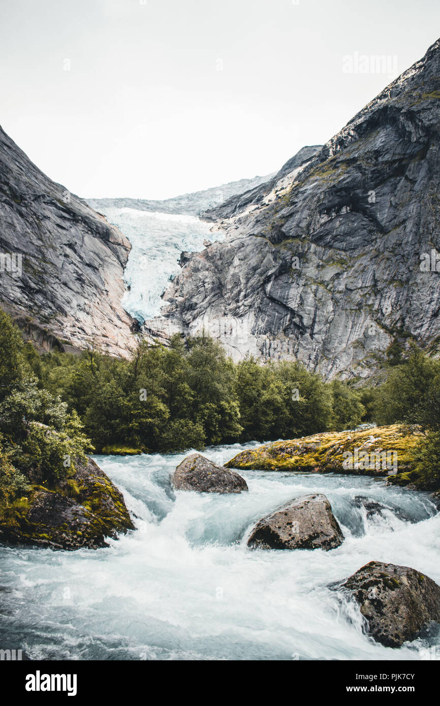 Norwegen, Stryn, Jostedalsbreen Gletscher Briksdalsbreen Stockfoto