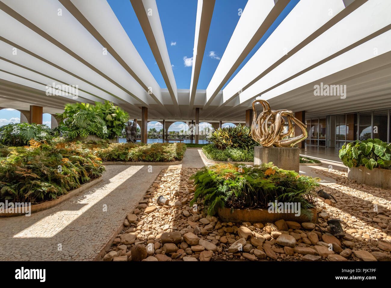 Terrasse Gärten von Itamaraty Palace - Brasilia, Distrito Federal, Brasilien Stockfoto