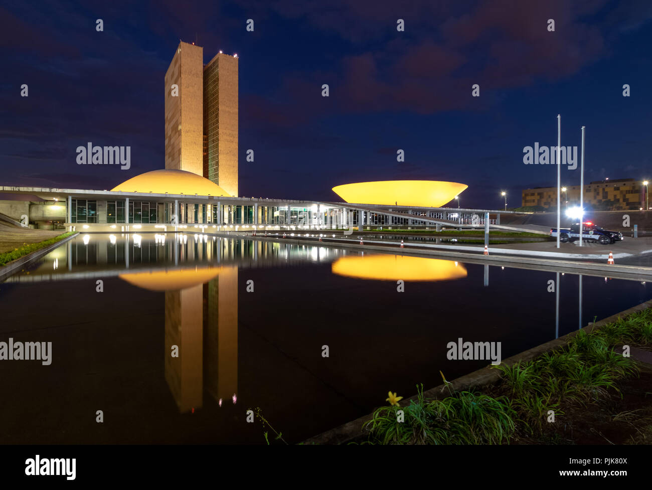 Brasilianischen Nationalen Kongress in der Nacht - Brasilia, Distrito Federal, Brasilien Stockfoto