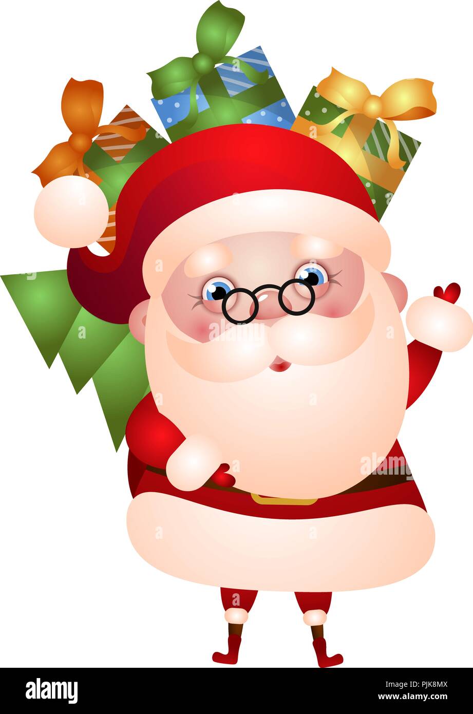 Old Santa Claus ist ein Beutel der Geschenke Stock Vektor