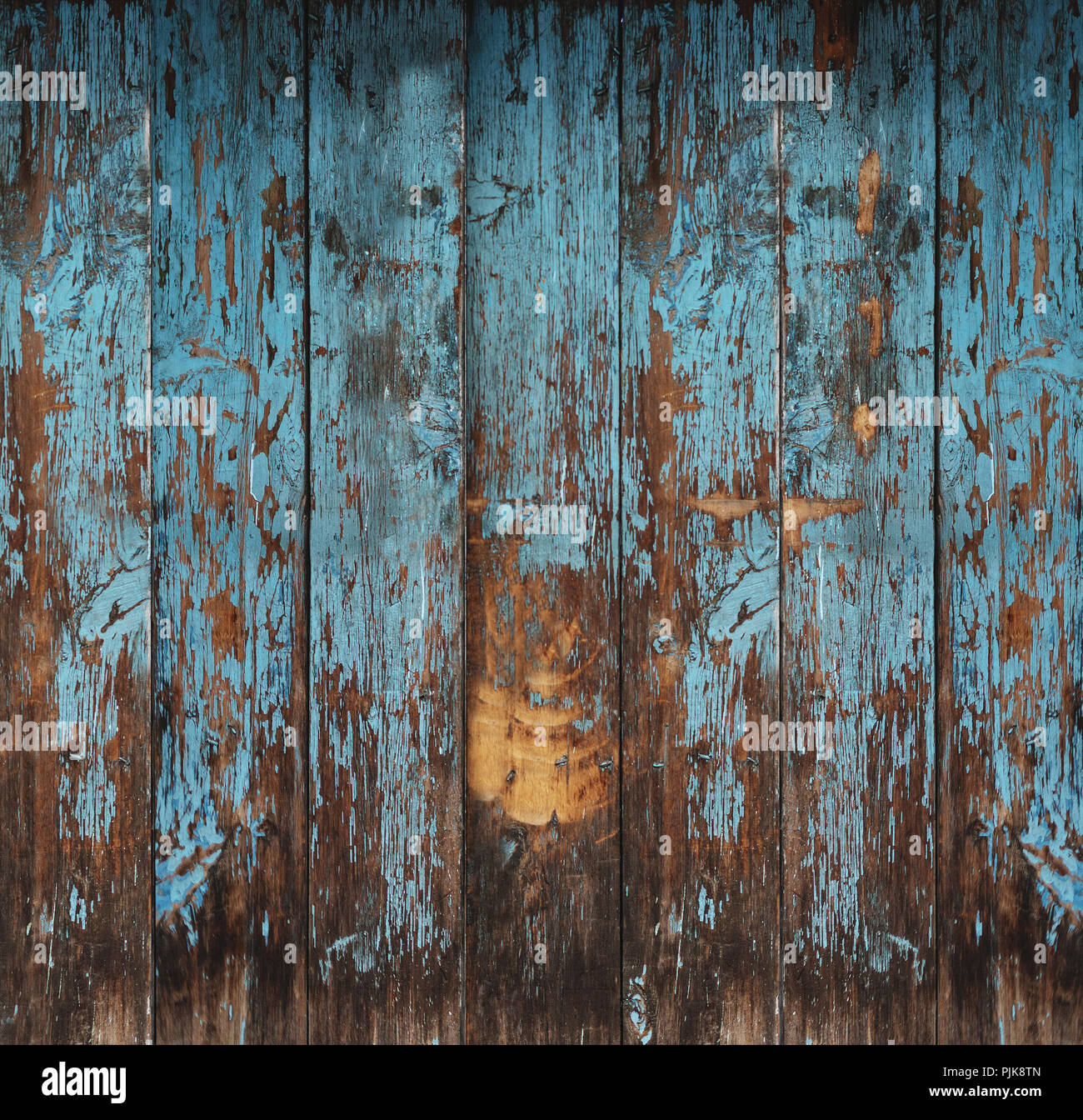Holz Textur, Peeling blau lackiert Holz für Hintergrund Stockfoto