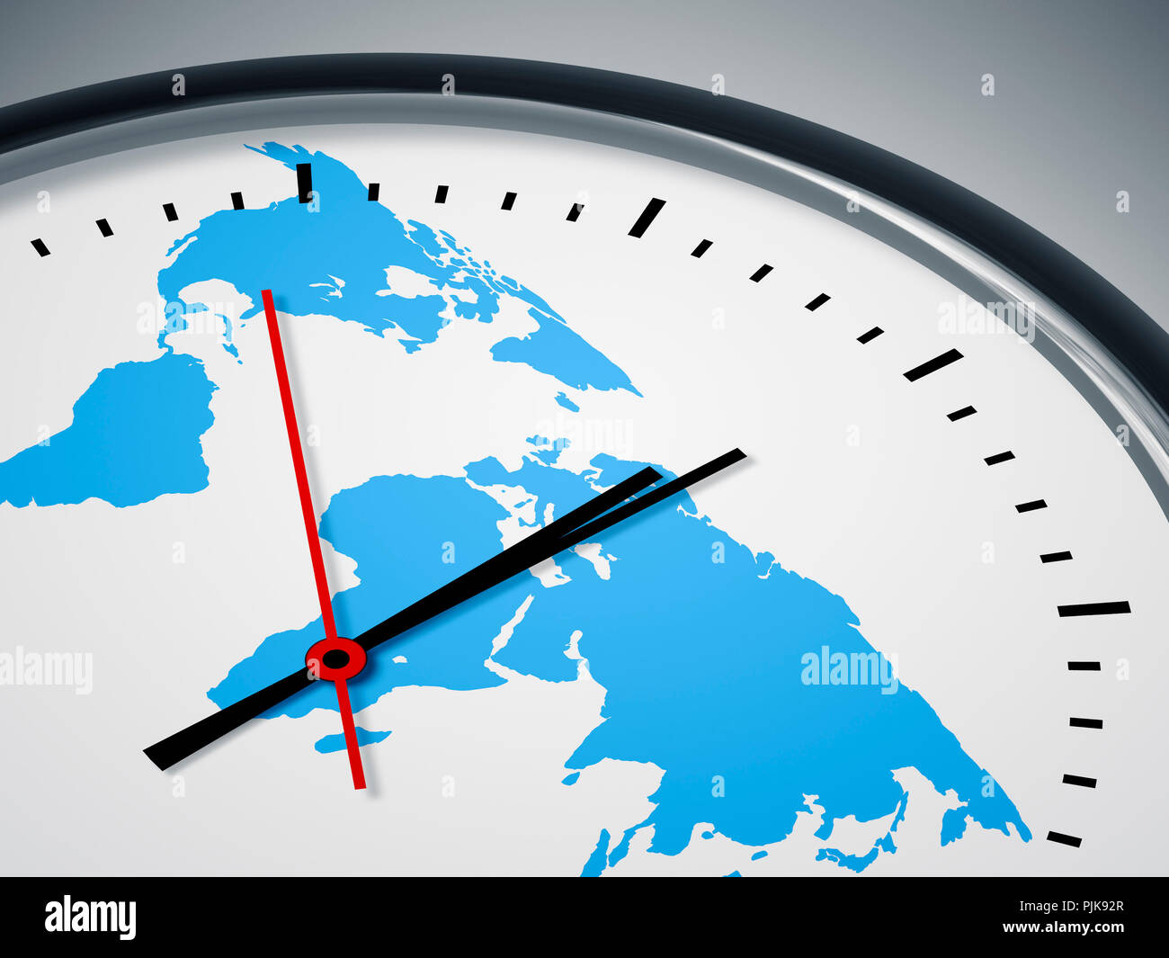 Ein Bild einer schönen Uhr mit Weltkarte Stockfoto