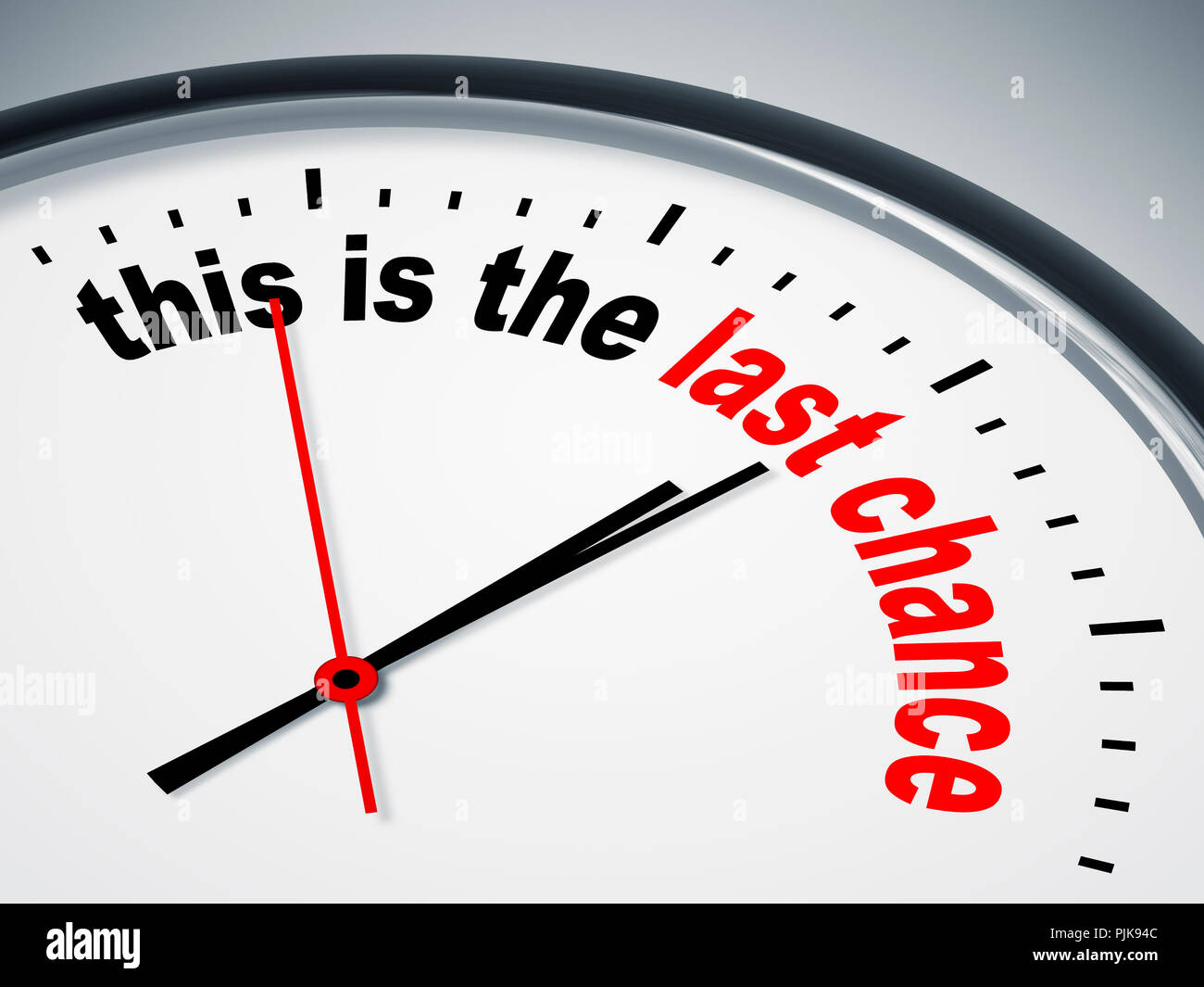 Eine schöne Uhr mit dies ist die letzte chance Stockfoto