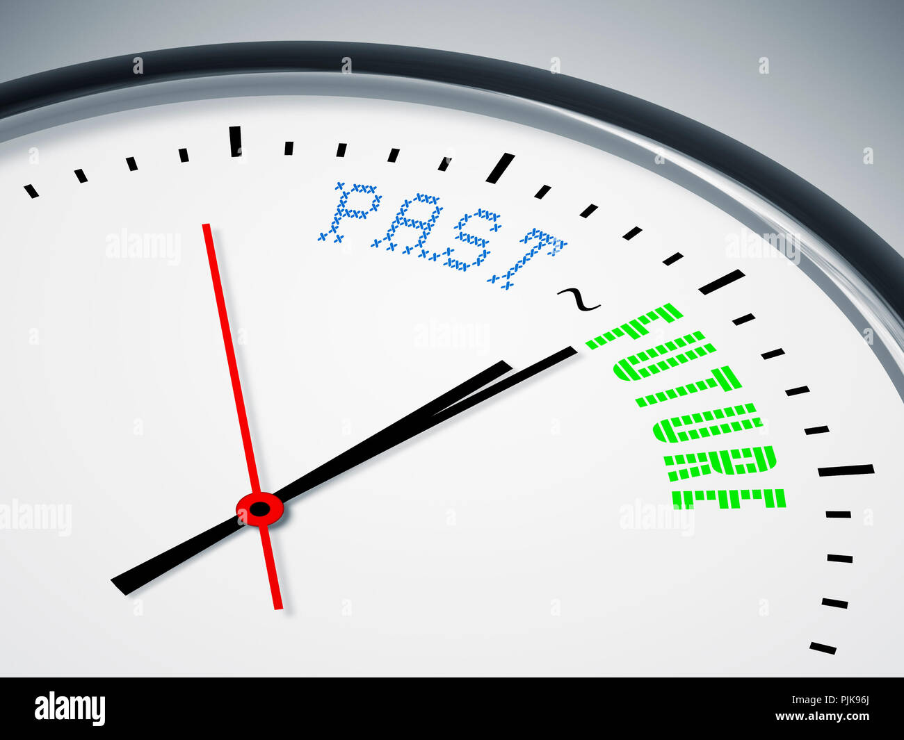 Ein Bild einer schönen Uhr mit Vergangenheit - Zukunft Stockfoto