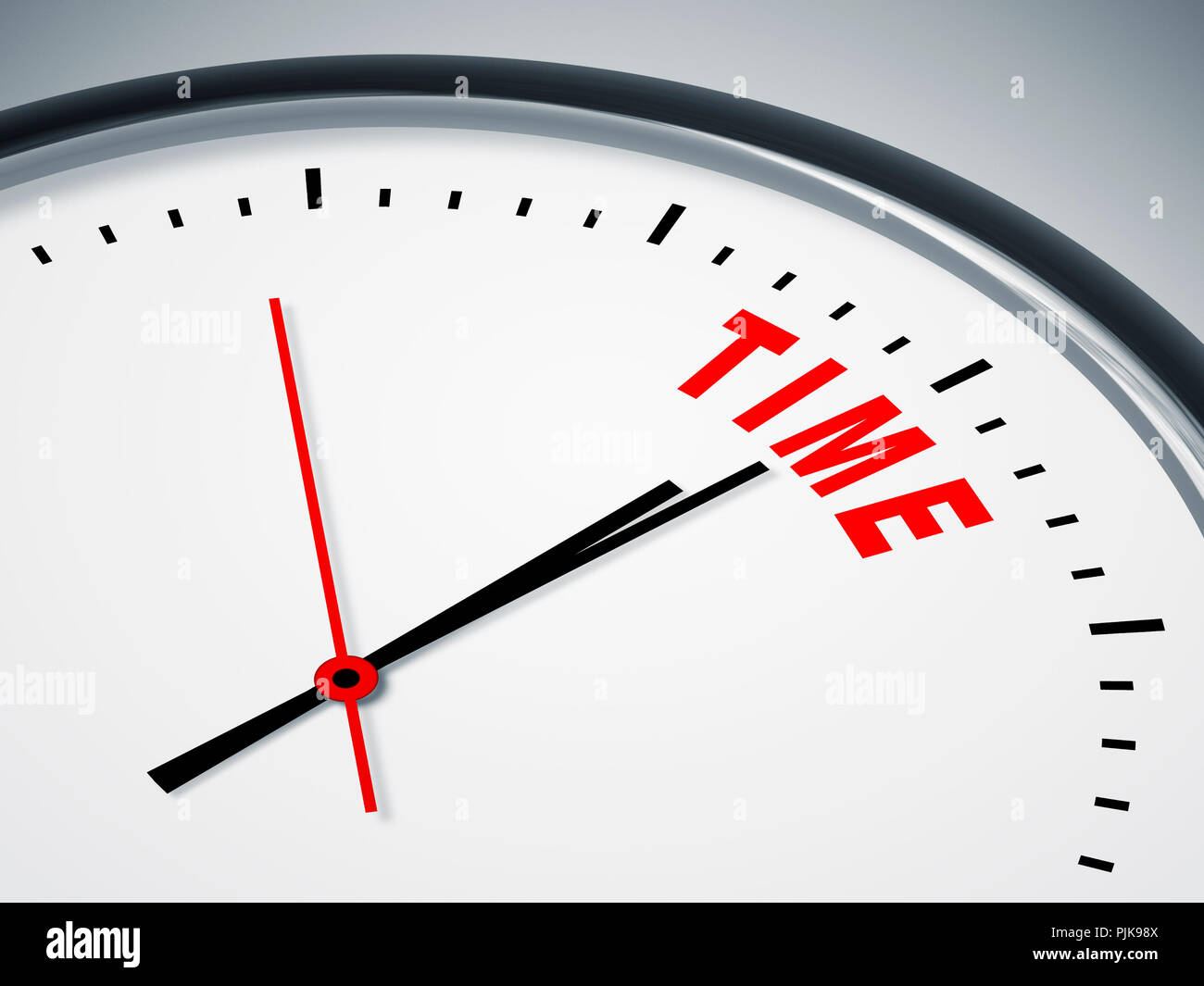 Ein Bild einer schönen Uhr mit der Zeit in rot Stockfoto