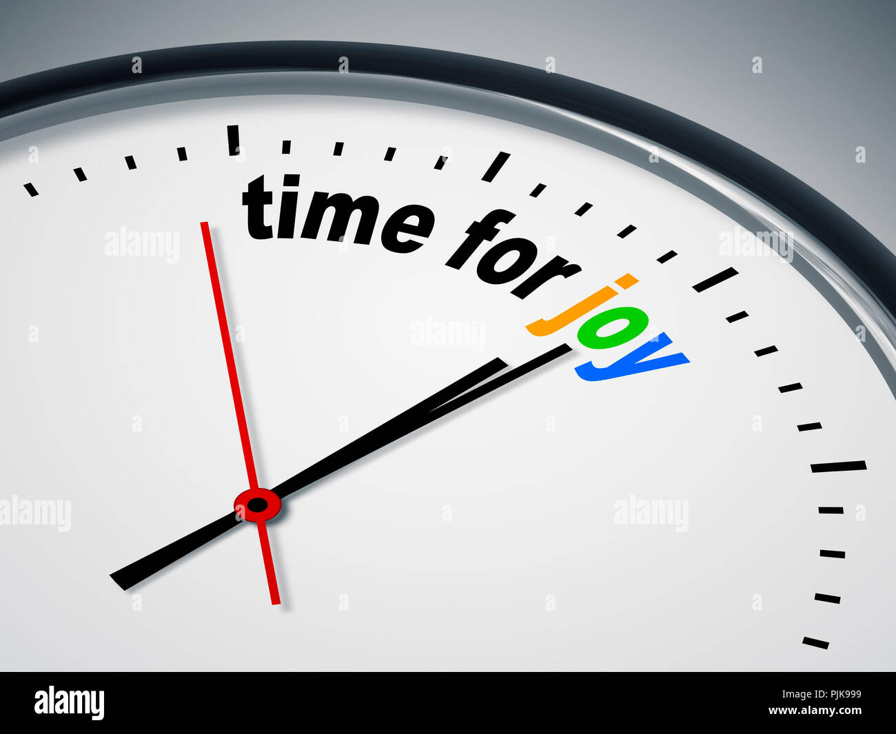 Ein Bild einer schönen Uhr mit Zeit für Freude Stockfoto