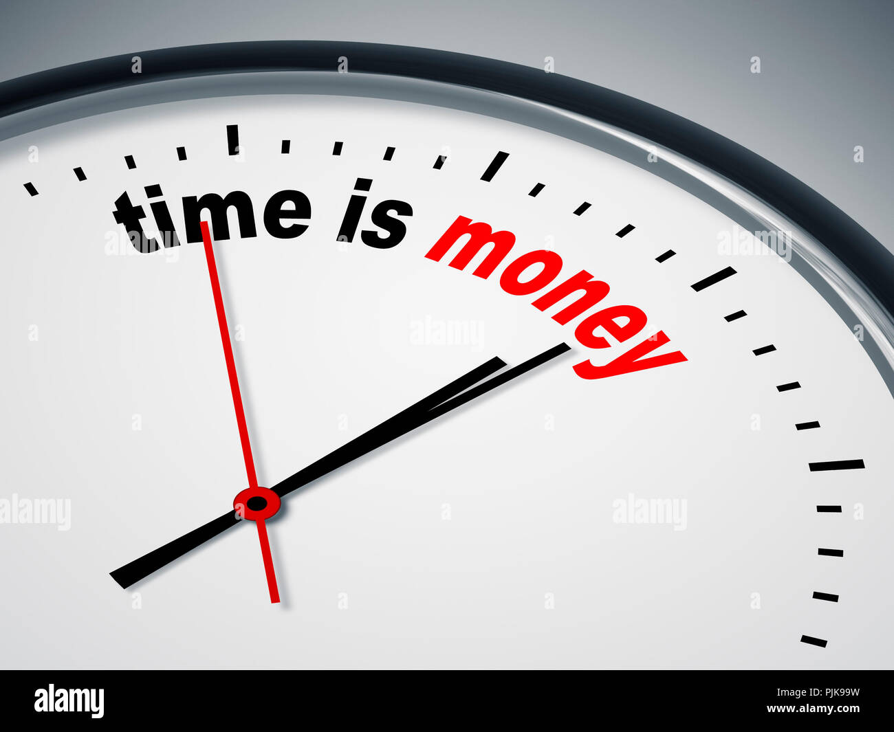 Ein Bild einer schönen Uhr mit der Zeit ist Geld Stockfoto