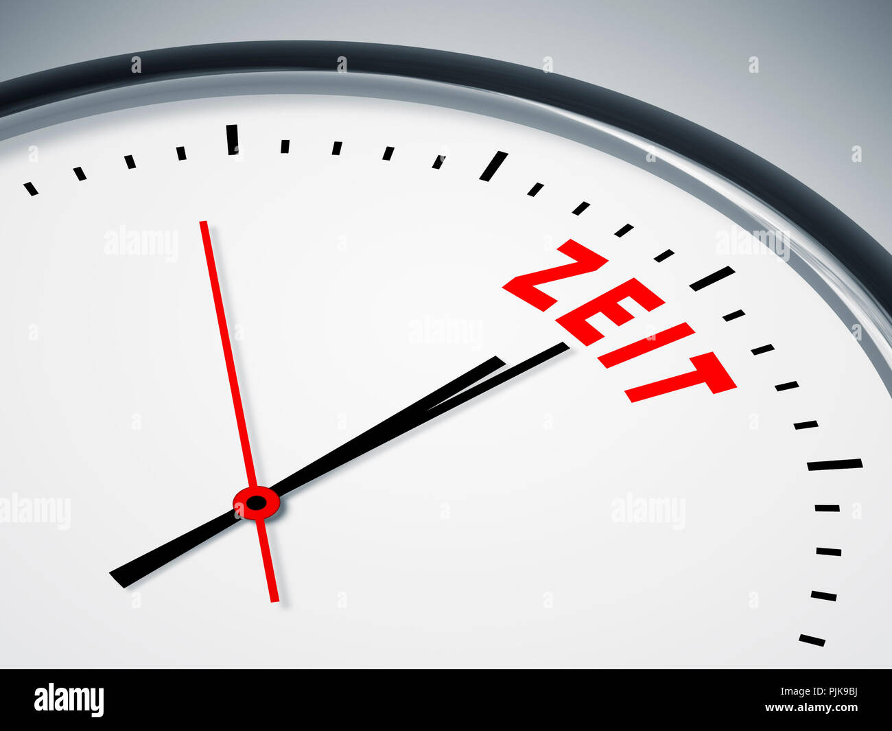 Eine schöne Uhr mit dem deutschen Wort "Zeit" in rot Stockfoto