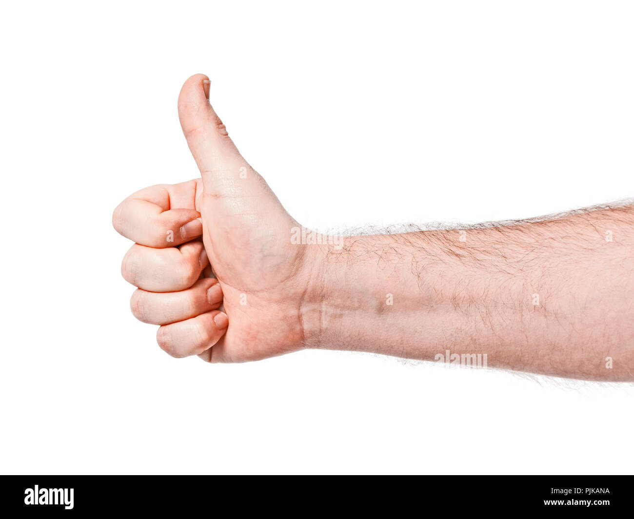 Ein Bild von einem männlichen Daumen hoch Stockfoto