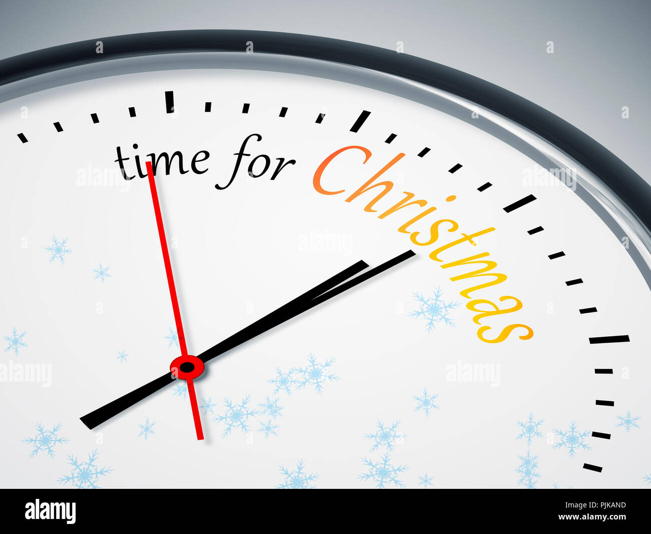Ein Bild einer schönen Uhr mit Zeit für Weihnachten Stockfoto