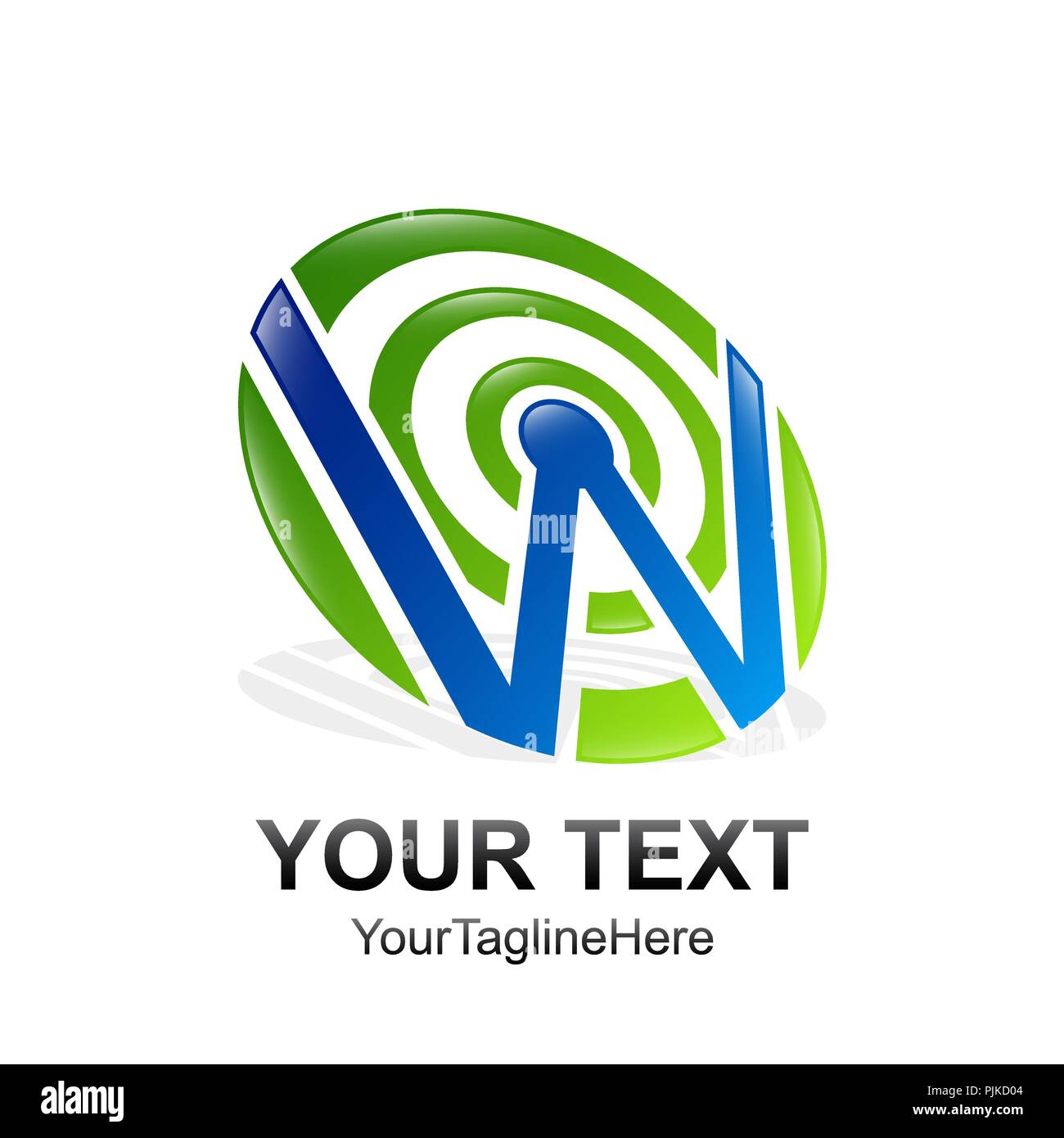 Anfangsbuchstabe W Logo template Blaugrün Kreis Design für Business und Unternehmen Identität Stock Vektor