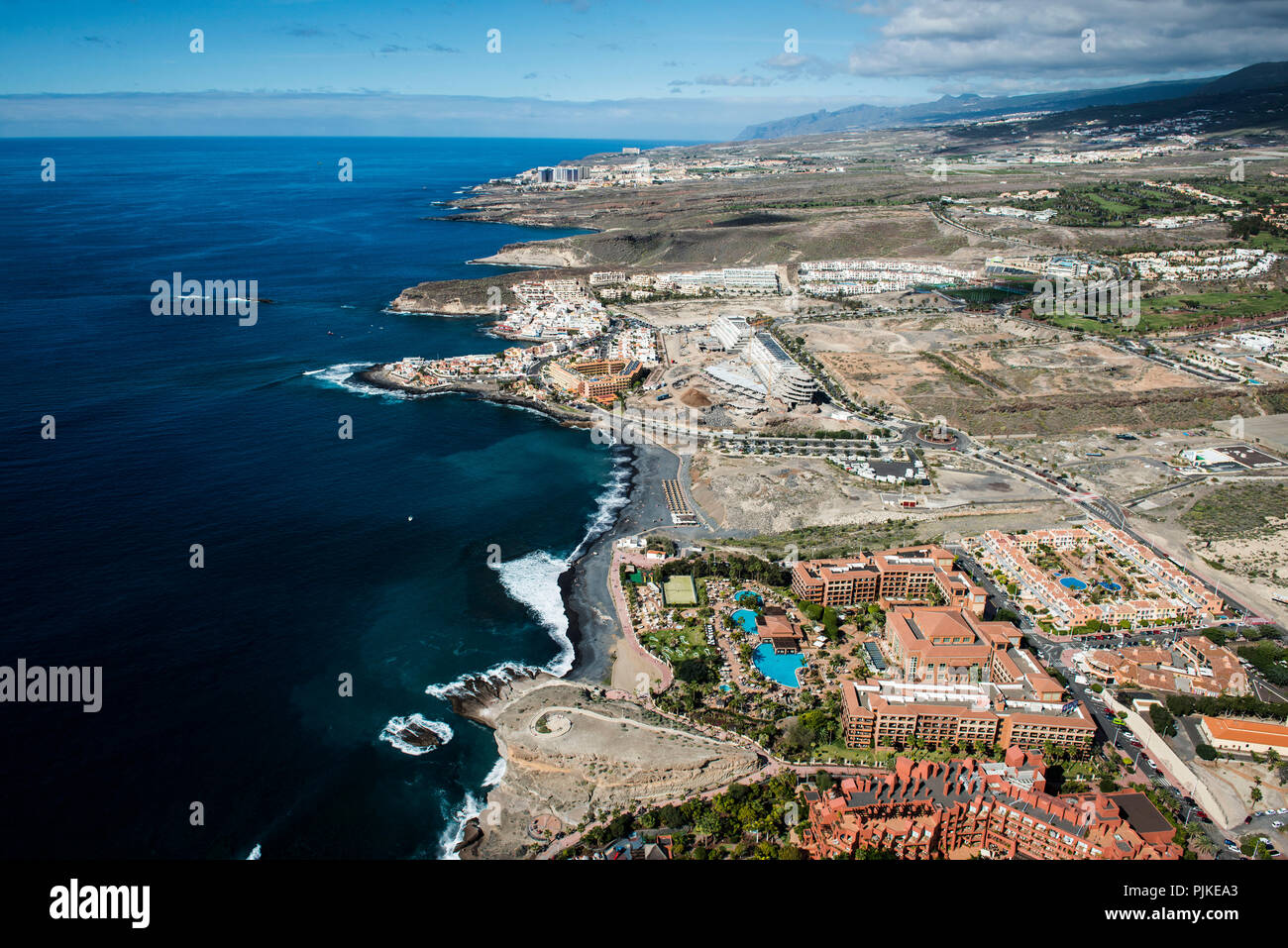 Teneriffa Costa Adeje mit Caleta, Luftaufnahme, Westküste, Atlantik, Spanien Stockfoto