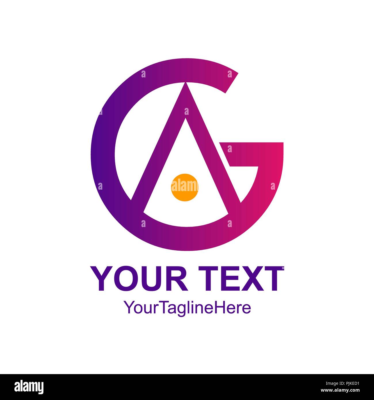 Initial AG oder GAlogo Design Template element Violett gelben Kreis für Unternehmen und Firmen-ID Stock Vektor