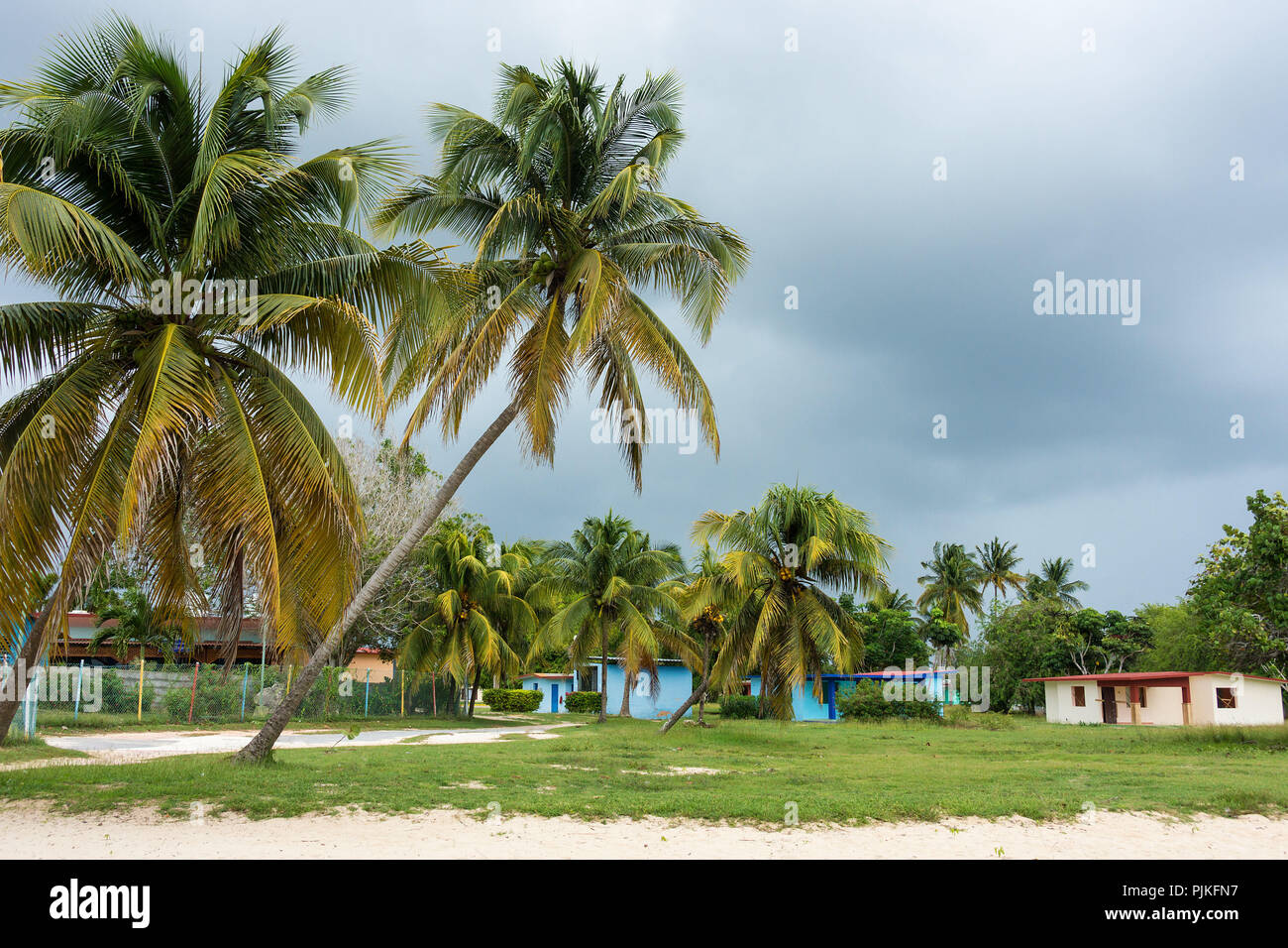 Kuba, Bucht von Schweine/Bahía de Cochinos Playa Giron, Cottages Stockfoto