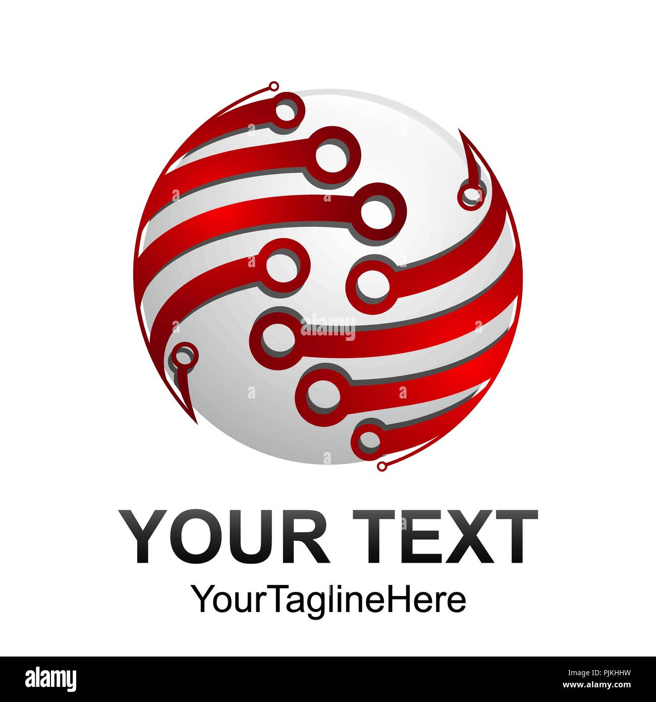 Kreative abstrakten 3d Sphäre Technologie vektor Logo Design template Element. Farbe rot silber Konzept Symbol Stock Vektor