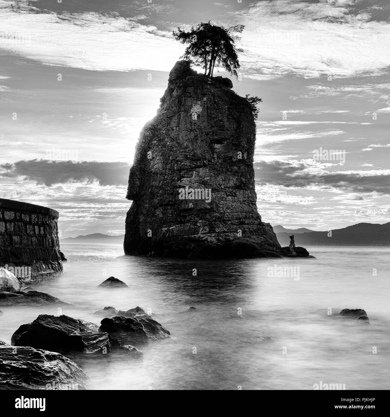 Siwash Rock im Stanley Park, Vancouver, Kanada Stockfoto