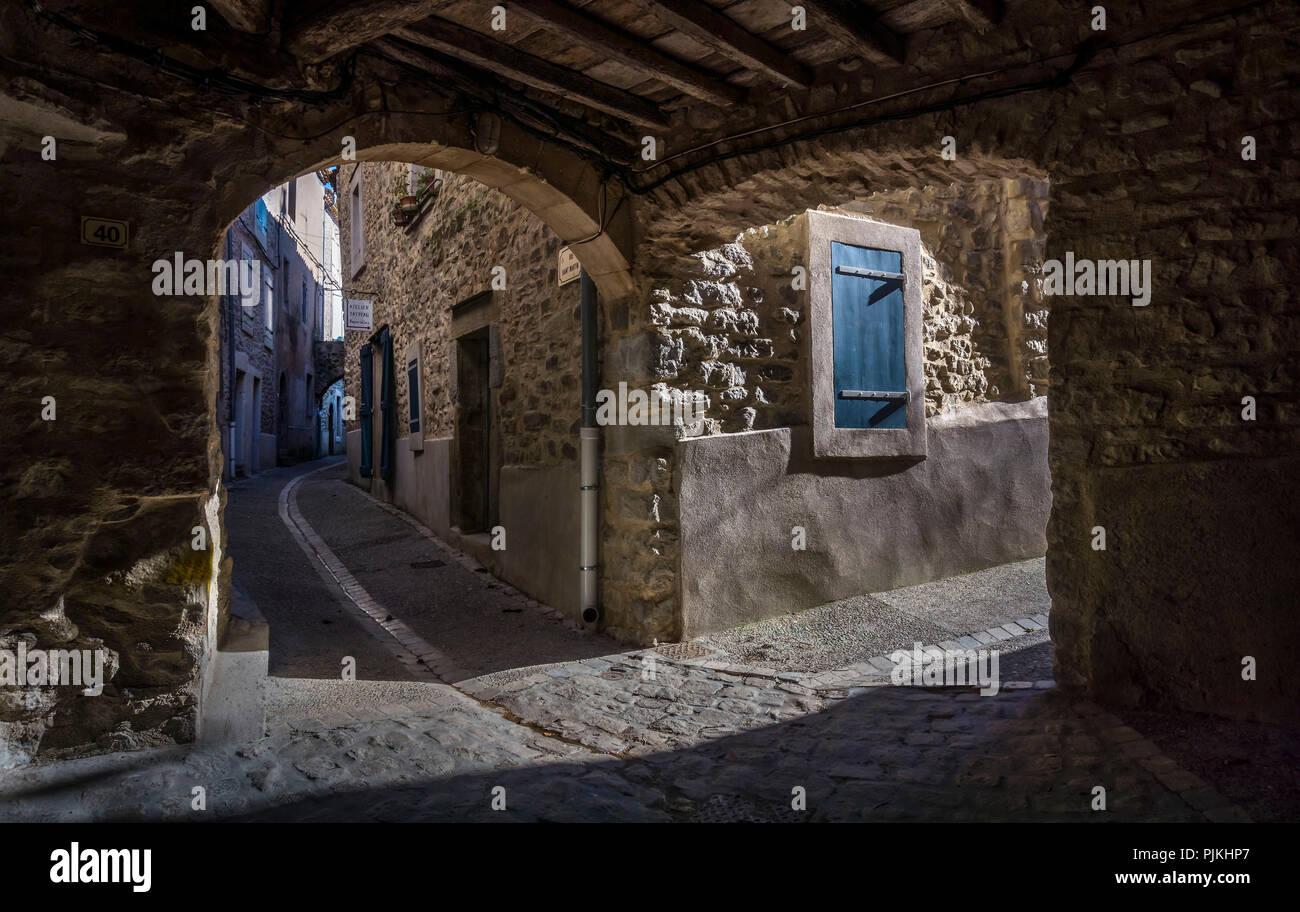 Das alte Zentrum von Aigne hat die Form eines Schneckenhaus, in dem 11. Jahrhundert, auch als L'Escargot Stockfoto