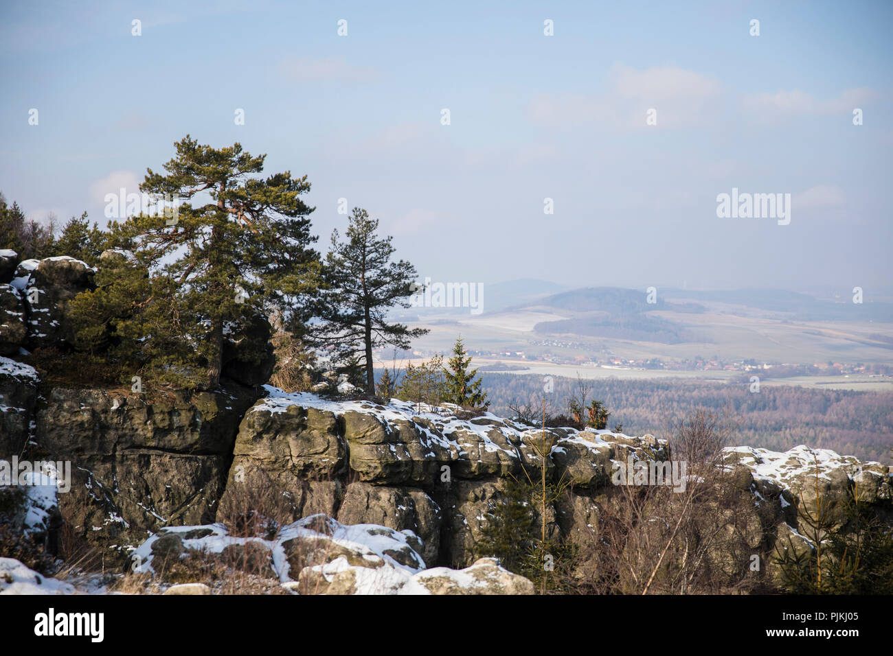 Deutschland, Sachsen, Oberlausitz, Zittauer Gebirge, Berg Oybin, Töpfer, Landschaft Stockfoto