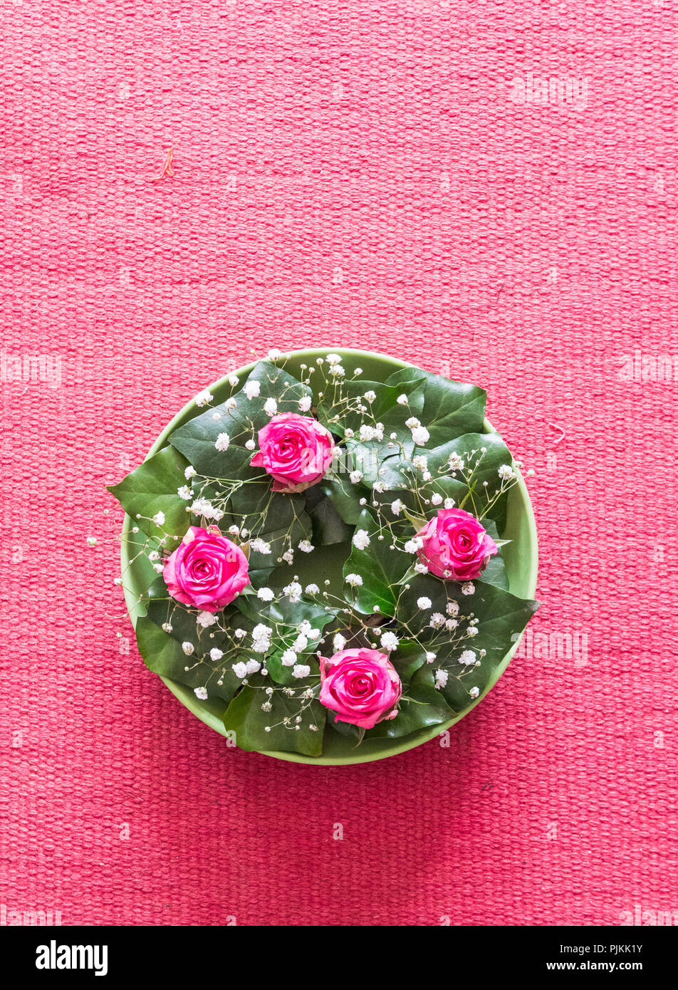 4 kleine rote Rosen Stockfoto