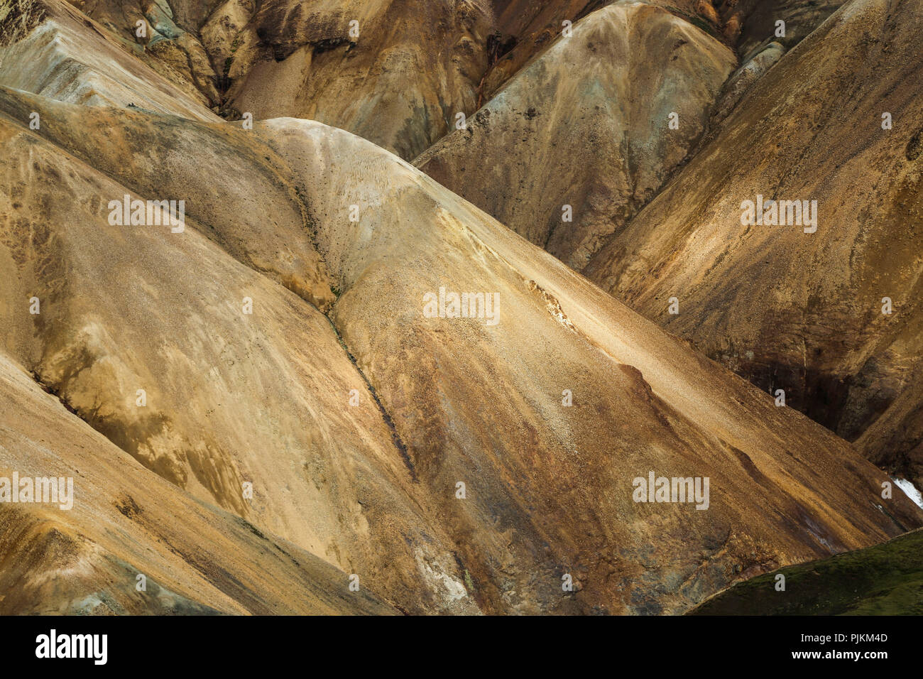 Island, Highlands, Landmannalaugar, rhyolith Berge, Spiel der Farben Stockfoto