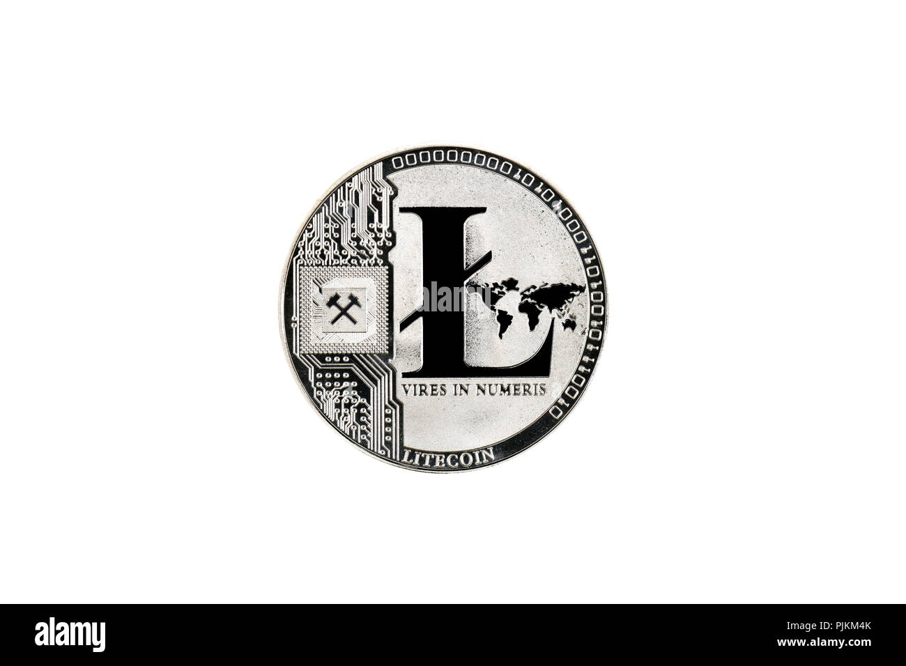 Symbolische Bild crypto Währung digitale Währung, Silber physischen Münze Litecoin Stockfoto