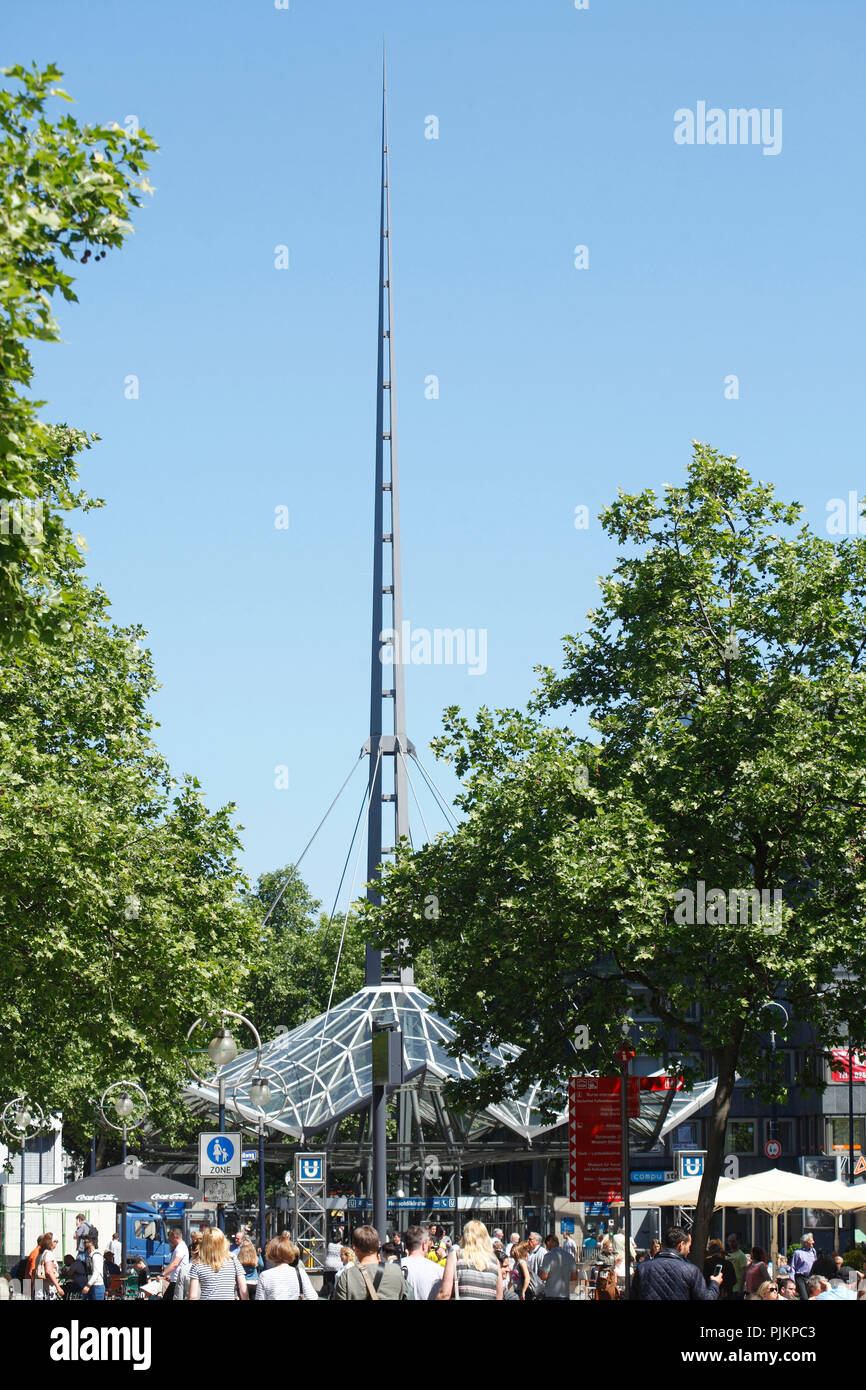 Pylon in der Nähe der U-Bahn station Reinoldi Kirche, Dortmund, Ruhrgebiet, Nordrhein-Westfalen, Deutschland, Europa Stockfoto
