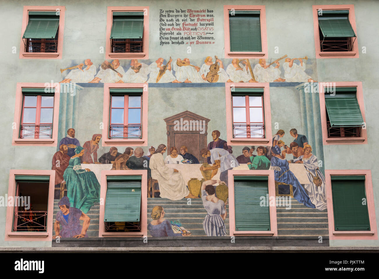 Wandmalerei in der Altstadt, Luzern, Vierwaldstätter See, Kanton Luzern,  Schweiz Stockfotografie - Alamy