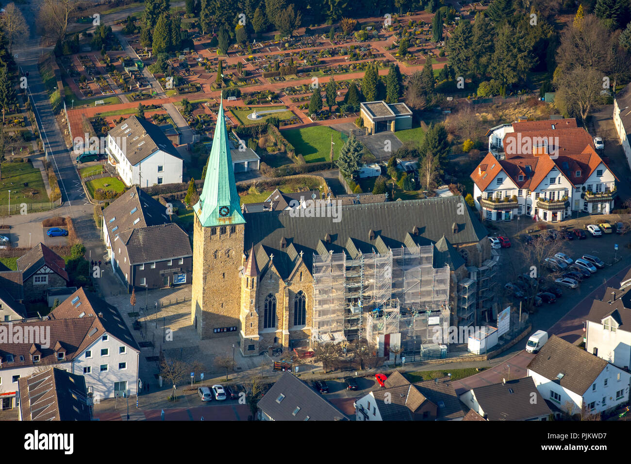 Renovierung der Kathedrale Niederwenigern, Cathedral Square Essener Straße, Hattingen, Ruhrgebiet, Nordrhein-Westfalen, Deutschland Stockfoto