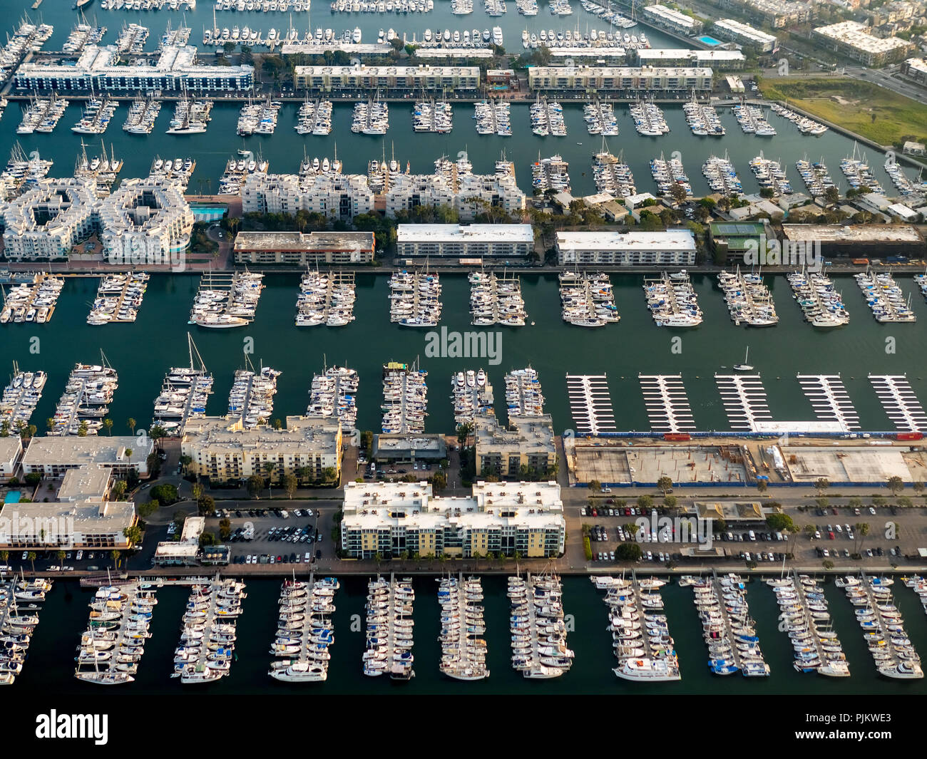 Marina Venedig Yacht Club, Marina, Motorboote, Segelboote, Admiralty Way, Marina del Rey, Los Angeles County, Kalifornien, USA Stockfoto