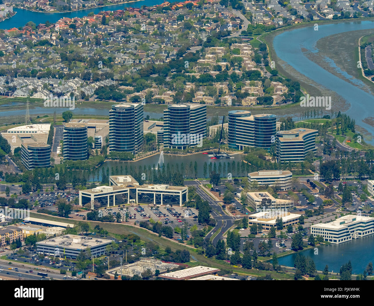 Oracle Hauptsitz in Redwood Shores, Silicon Valley, Valley, Kalifornien, Vereinigte Staaten von Amerika, Santa Clara, Kalifornien, USA Stockfoto
