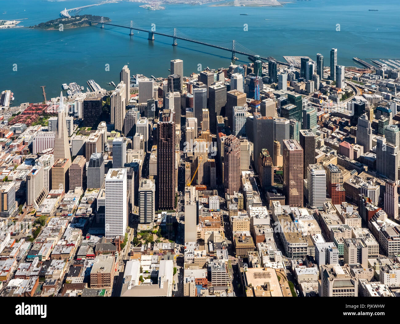 Transamerica Pyramid, Ansicht von SOMA, Financial District, Down Town, Downtown, San Francisco, San Francisco Bay Area, Vereinigten Staaten von Amerika, Kalifornien, USA Stockfoto